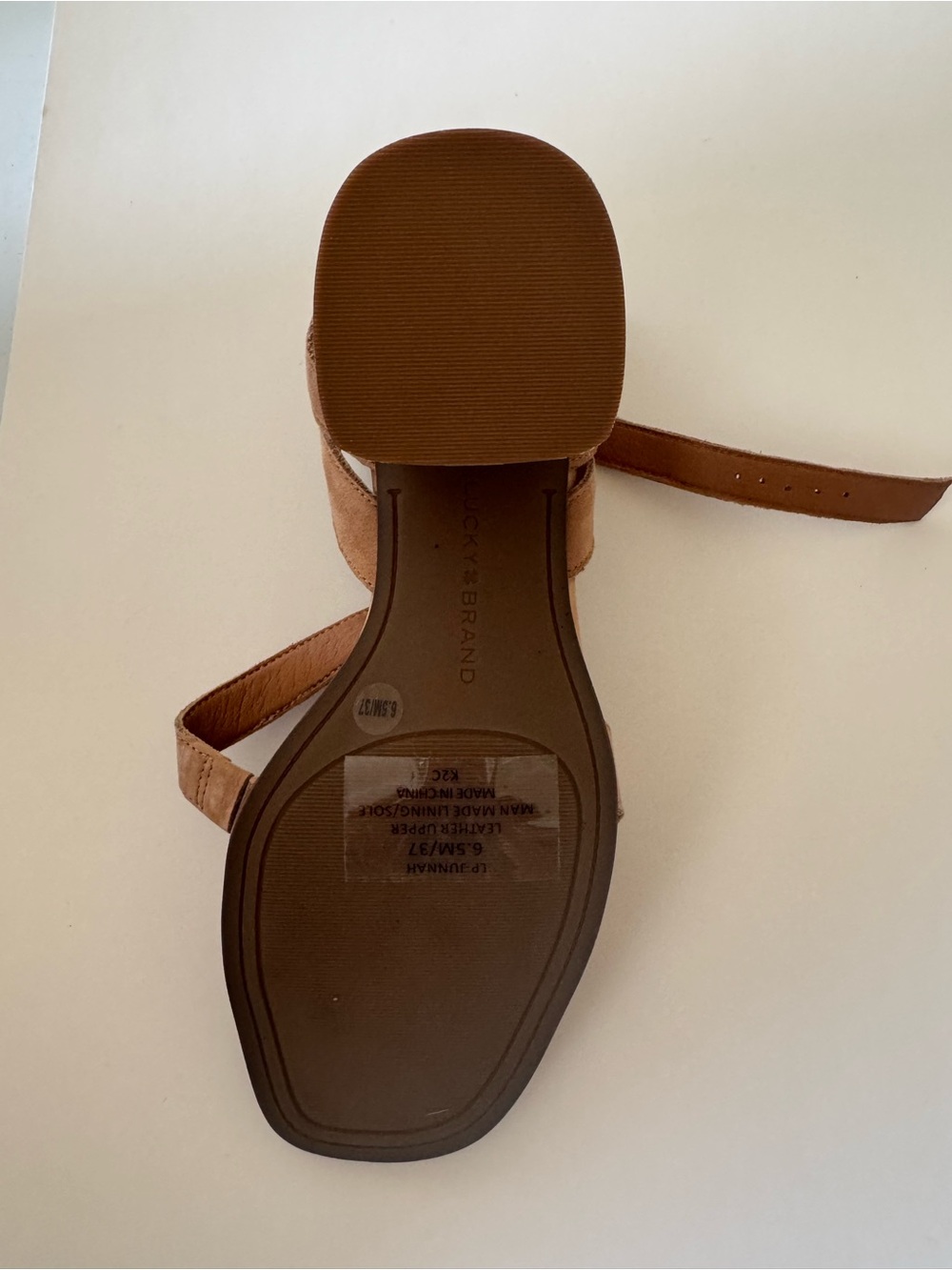 Lucky Brand Tan Suede Strappy Block Heel Sandals - Picture 6 of 10